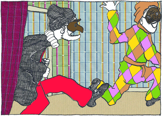 Dessin du filet sur le thème de la
                        dispute