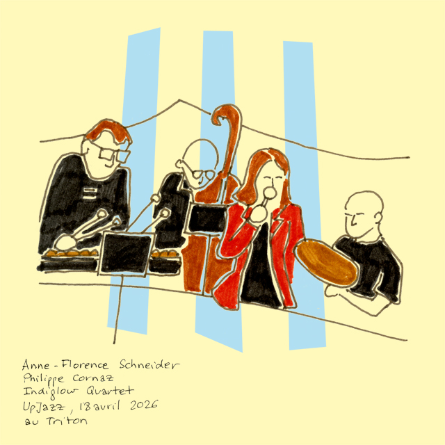 Dessin Upjazz Indiglow Quartet (Schneider, Cornaz)